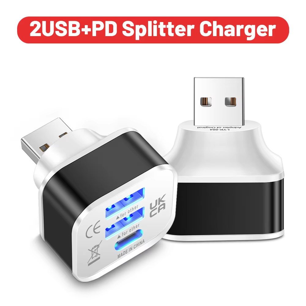 Ipex Connector - 3-Port Yeni 2.0 2USB+Tip-c Şarj Cihazı