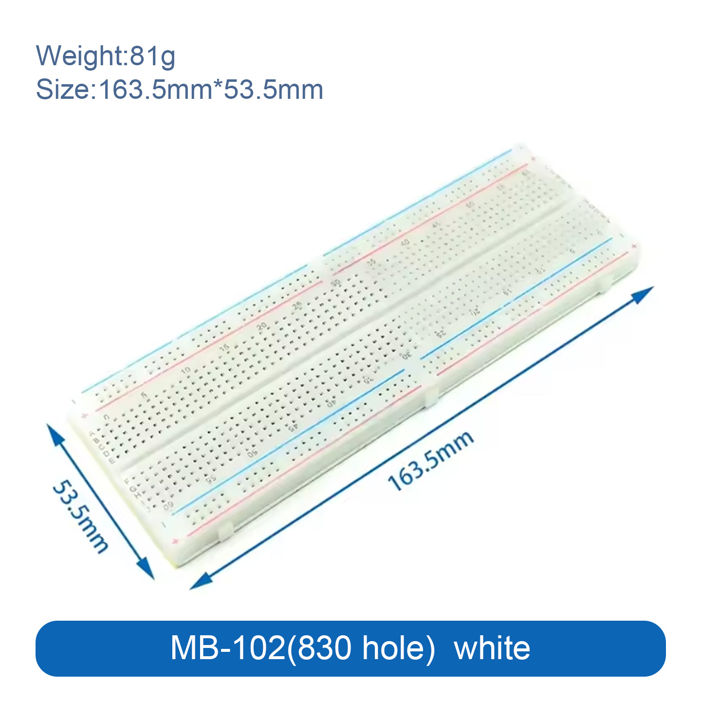 Breadboard 400 Point - 400 830 MB-102 Noktalı Breadboard Lehimsiz