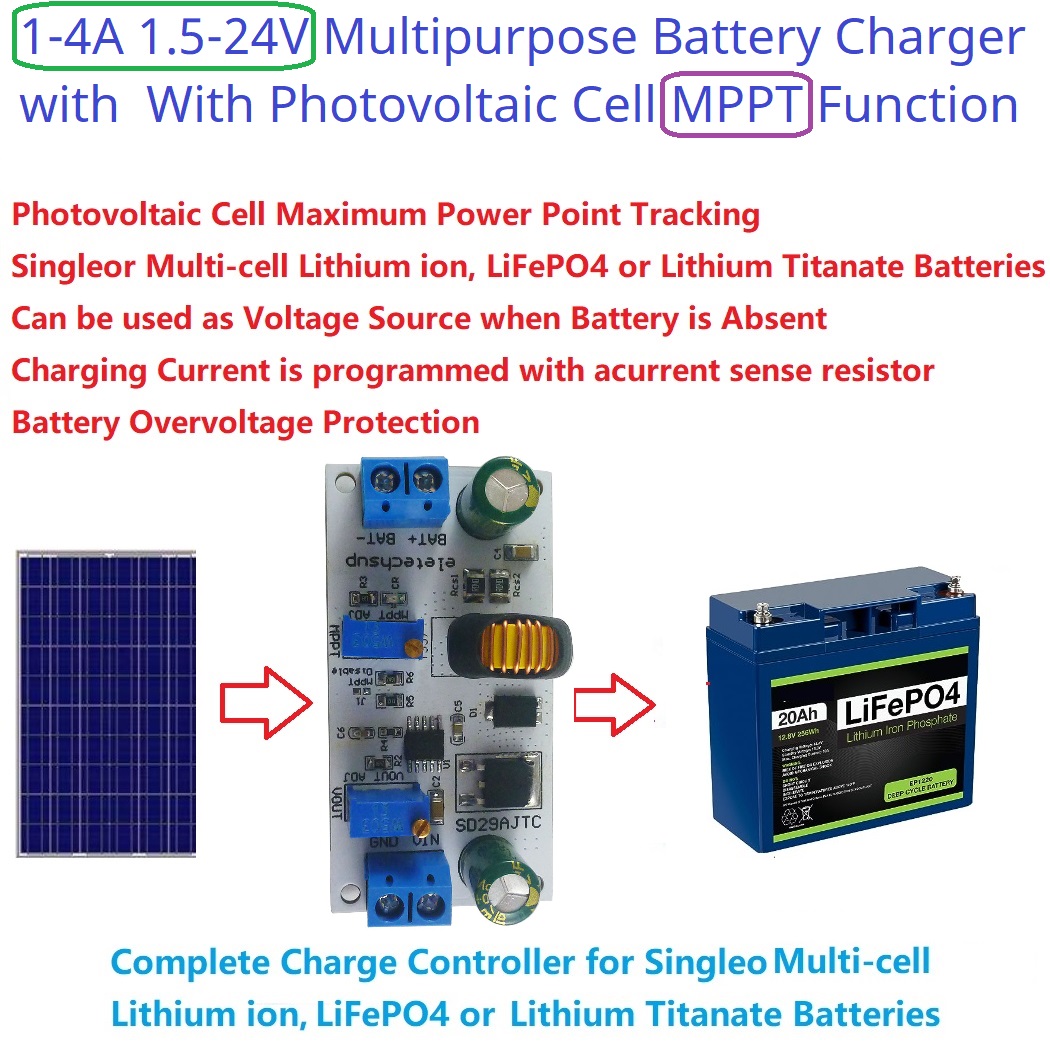 Li Ion Charger Module - MPPT güneş şarj regülatörü modülü 4A