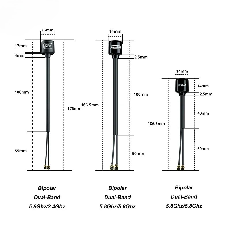 Antenna 2.4Ghz - Flywoo Bipolar Çift Bantlı 5.8Ghz/2.4Ghz UFL