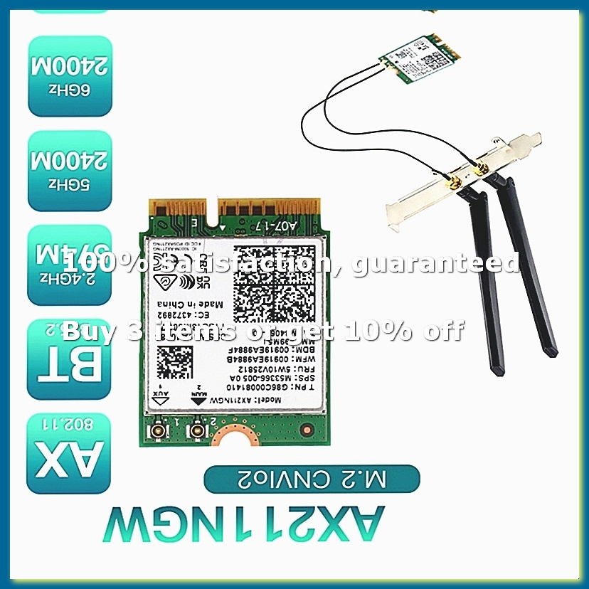 Antenna 2.4Ghz - AX211NGW+Çift Antenli WiFi 6E M.2 Key